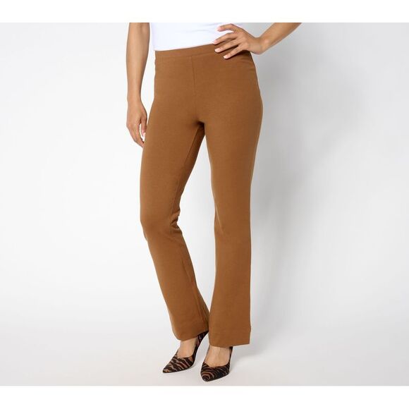 Women with Control Women's Petite Pants PM Knit Flare Pant Brown A652806 - Picture 1 of 4